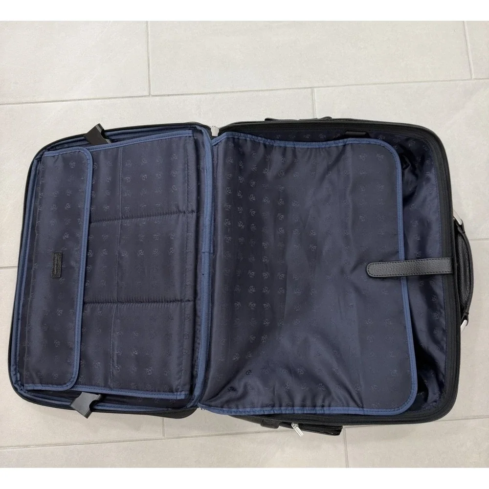 Brooks Brothers Business Case Black Leather Rolling Carry-on 18